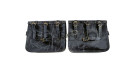 For Royal Enfield Goan Classic 350 Leather Pannier Black and Grey Bags With Mounting - SPAREZO